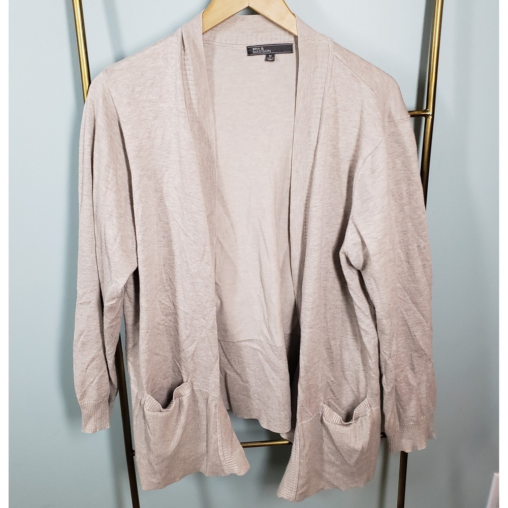 89th and Madison Cardigan‎ Womens Size 1X Open Front Tan